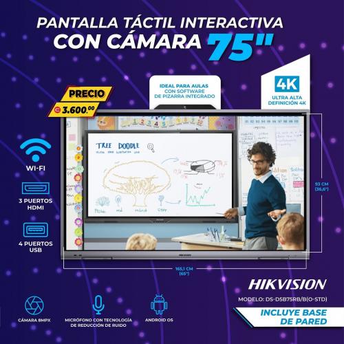 PANTALLA LED TÁCTIL INTERACTIVA 4K CON CÁMARA 75