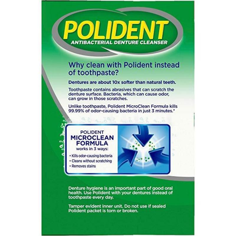 Polident - Tabletas limpiadoras antibacterianas para prótesis de 3 minutos