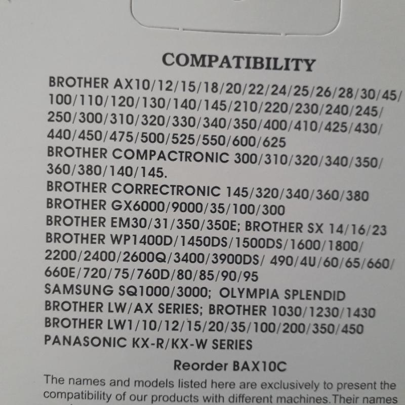 Cintas Máquina Escribir Brother/ Ax10 Ml100 Gr-153