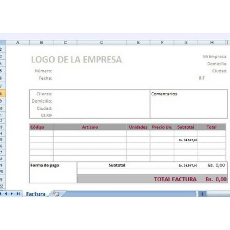 Diseño De Plantillas Para Facturas E Inventarios En Excel