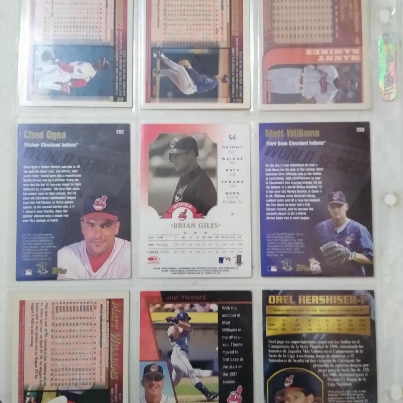 tarjetas coleccionables de los Cleveland Indians