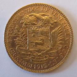 Moneda 20 Bolívares De Oro Año 1912