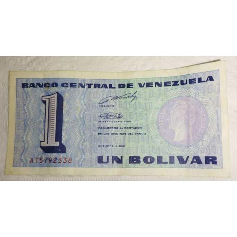 Billete 1 Bolívar A1 05 De Octubre 1989
