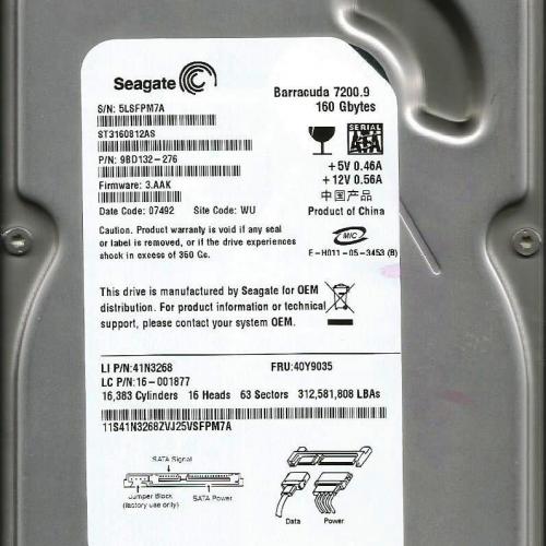 Disco duro Seagate Barracuda 7200.9 de 160 GB para PC conexión SATA